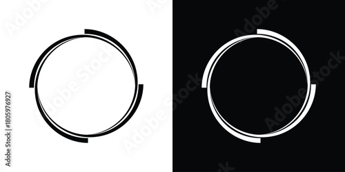 Graphic circle frames in minimalist style. Contrasting design for prints, logo, sign, symbol and icon
