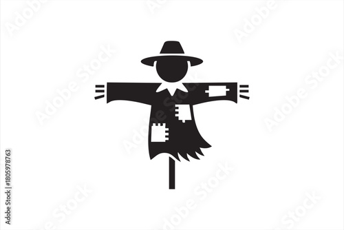 Simple farm scarecrow illustration for autumn decor and countryside themes
