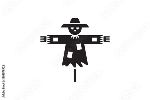 Halloween-friendly scarecrow silhouette for festive seasonal artwork