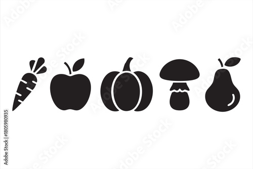 Fresh food vector set ideal for healthy eating designs and nutrition projects
