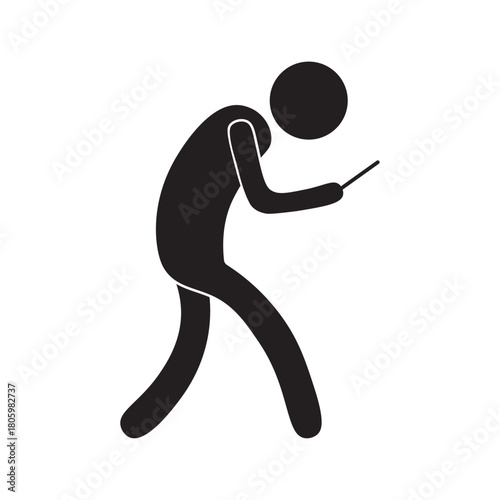 flat icon vector of person looking at smartphone while walking