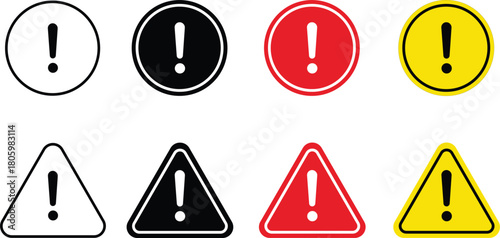 Set of attention icon symbol Danger Caution or Alert Risk Warning stock illustration