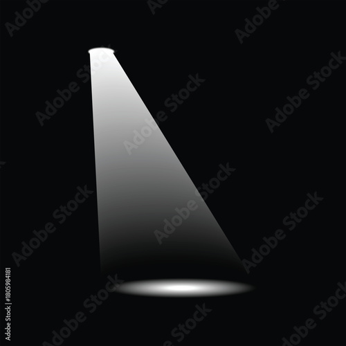 Spotlight Illuminating Dark Background Stage Lighting Effect, Abstract White Beam Gradient Style