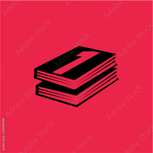 Number 1 Design with Book Vector Template