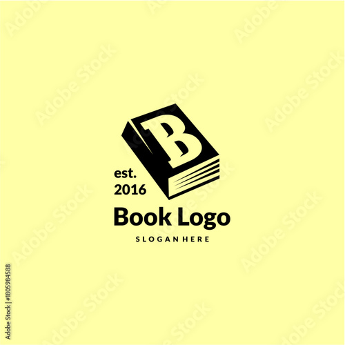 Letter B Logo Design Concept with Book Vector Template