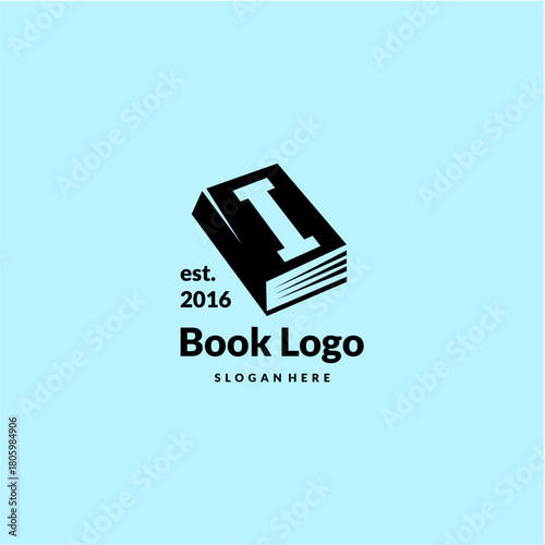Letter I Logo Design Concept with Book Vector Template