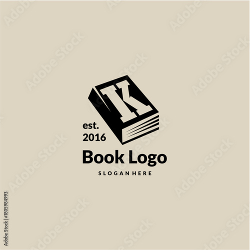Letter K Logo Design Concept with Book Vector Template