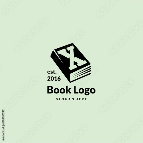 Letter X Logo Design Concept with Book Vector Template