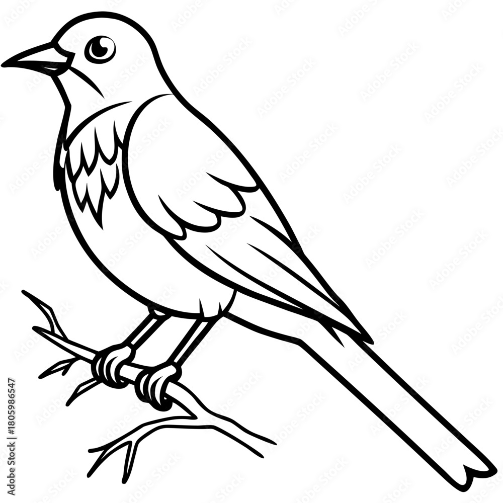 Obraz premium Illustration of a bird perched on a branch