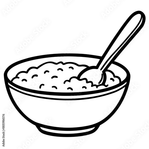 Illustration of a bowl of oatmeal with a spoon