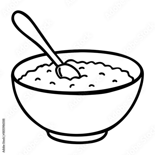 Illustration of a bowl of porridge with a spoon