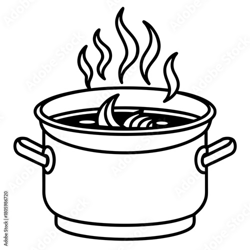 Illustration of a steaming pot of soup
