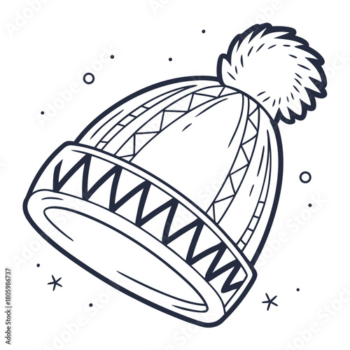 Illustration of a winter hat with pompom
