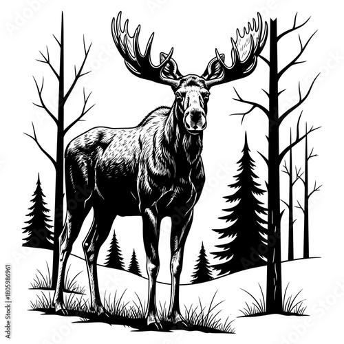 moose hunting logo illsutration vector image t shirt design
