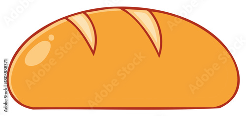 Cartoonish Loaf of Bread with Crust Cutout and Golden-Brown Color, Bakery Item