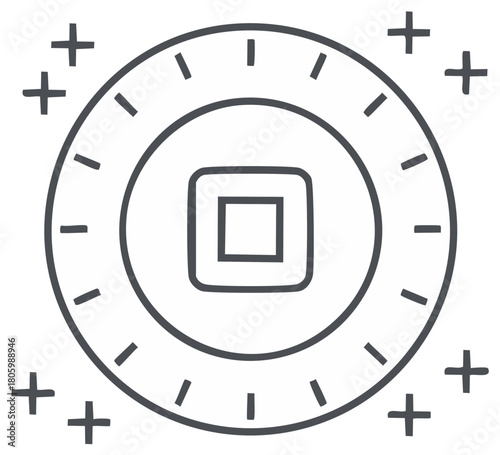 Chinese Good Luck Coin for Fortune and Wealth Thin Line Icon