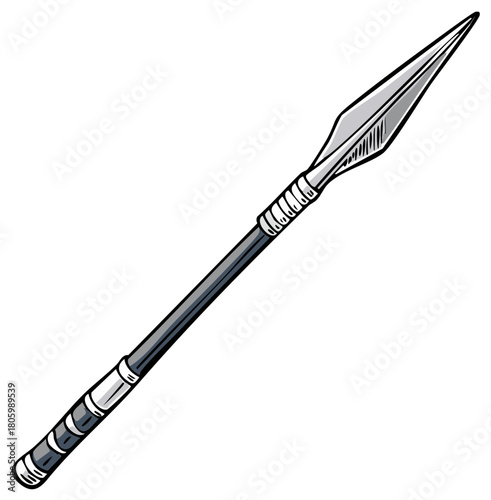 Stylized Primitive Spear Weapon Isolated Cartoon Illustration Javelin Icon Design