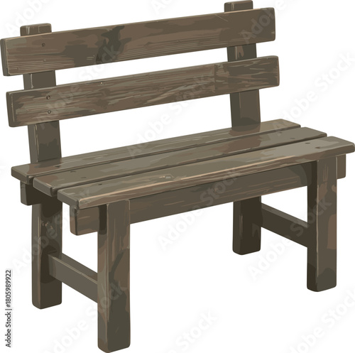 Rustic wooden bench with natural texture, vintage outdoor seating furniture, handcrafted timber design for garden decor and landscape elements