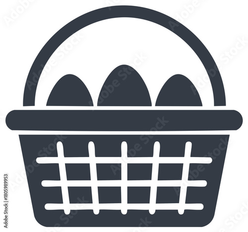 Basket filled with three eggs monochrome icon