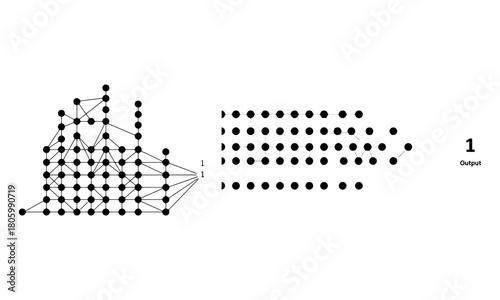 Complex neural network graph illustrating ai and machine learning output