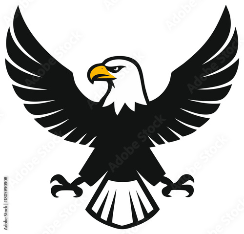 Eagle emblem with outstretched wings heraldic symbol of power and freedom
