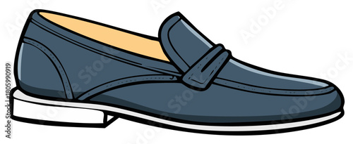 Leather Loafer Shoe Cartoon Illustration with Outlines and Clean Design