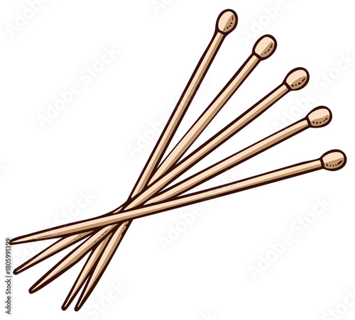 Group of Wooden Cocktail Picks or Skewers For Food Presentation and Party Decorations