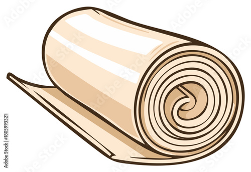 Rolled Beige Medical Bandage with Loose Edge for Healthcare and First Aid