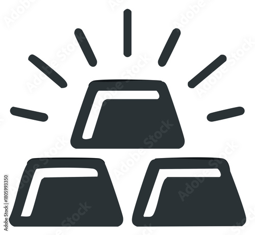 Stylized Illustration of Gold Ingots Stacked, Shiny, Simple Icon for Business or Finance