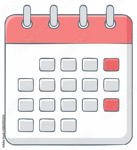 Cartoon Calendar Illustrating Planning and Organization in Schedule Management