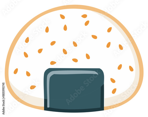 Delicious onigiri or rice ball with sesame seeds and nori seaweed for Japanese cuisine icon