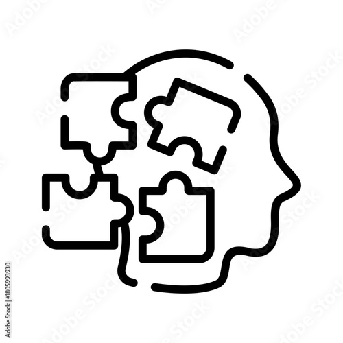 Mental health line icon. Psychology illustration.