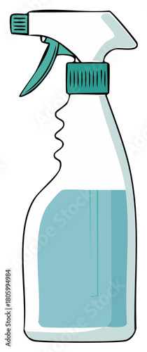 Household Spray Bottle with Cleaning Solution in Vector Illustration