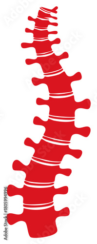 Stylized Red Human Spine Vertebrae Icon