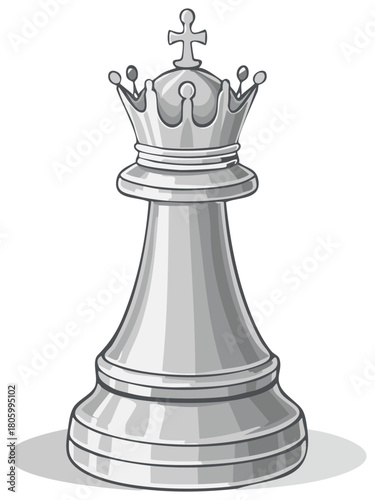 Elegant Queen Chess Piece Illustration, Strategy Game Design Element, Artistic Render