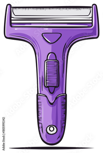 Vibrant purple personal care razor illustration for shaving and hair removal