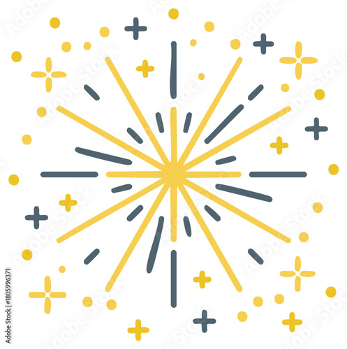 Abstract flat design starburst icon representing celebration success and festive events