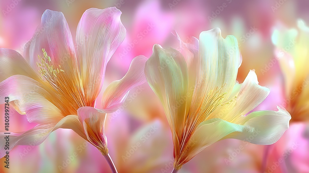 Fototapeta premium Pastel Gradient Wavy Ribbons 3D Illustration