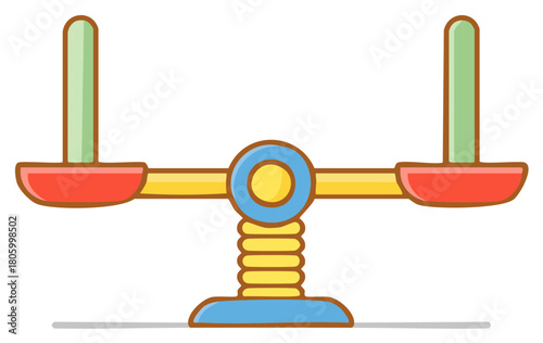 Colorful balanced seesaw illustration representing equilibrium and fun playtime