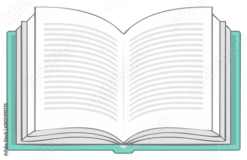 Open hardcover book with placeholder text vector illustration for education and learning concepts