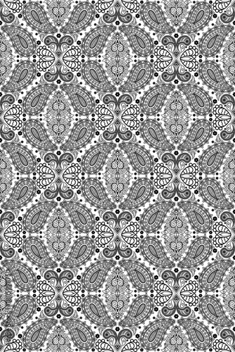 Paisley square seamless pattern.Boho traditional vintage style element black on white background.Motifs flower ornament hand drawn vector.bandana,scarf,head scarf,kerchief,hijab,print fabric,decorate.