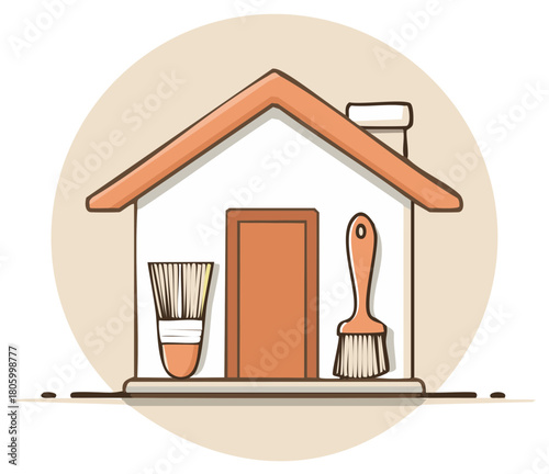 House Renovation Painting Supplies Icon Illustration Home Improvement Concept