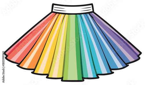 Whimsical Rainbow Tutu Skirt Illustration Vibrant Colorful Fabric Garment Clothing Fashion Accessory Dance Costume