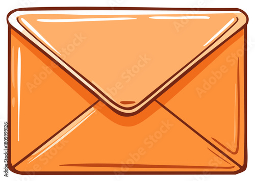 Stylized orange envelope with a cartoonish outline and shading