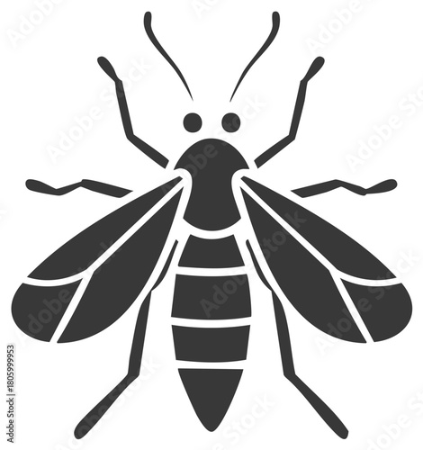 Black Bee Wasp Insect Icon Flat Graphic Vector Symbol Illustration