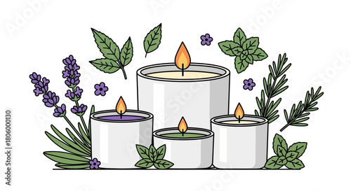 Aromatic Candles and Herbs for Relaxation and Wellness.