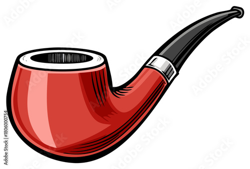 Classic Red Tobacco Pipe Illustration Traditional Smoking Accessory  Culture