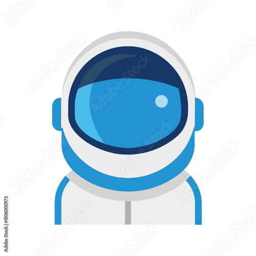 Astronaut with blue accents and blue visor on white suit Keywords: astronaut, space, suit, exploration, science, cosmos, universe, sci-fi