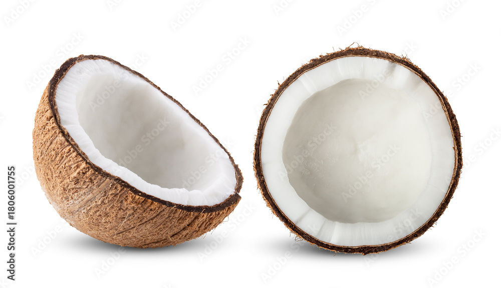 Fototapeta premium Half coconut isolated on transparent png ( image from camera )