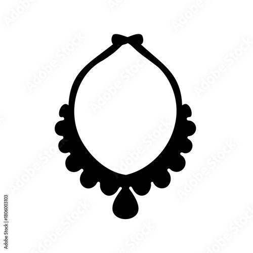 Elegant black silhouette of a necklace with teardrop gemstone pendant